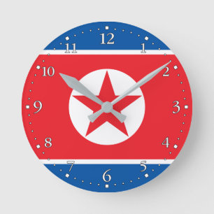 Relógio Redondo Bandeira da Coreia do Norte