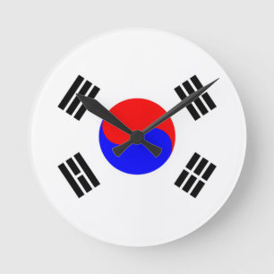 Relógio Redondo Bandeira da Coreia do Sul