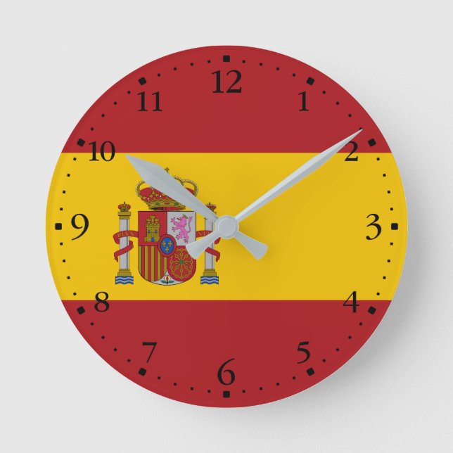Relógio Redondo Bandeira da Espanha (Frente)