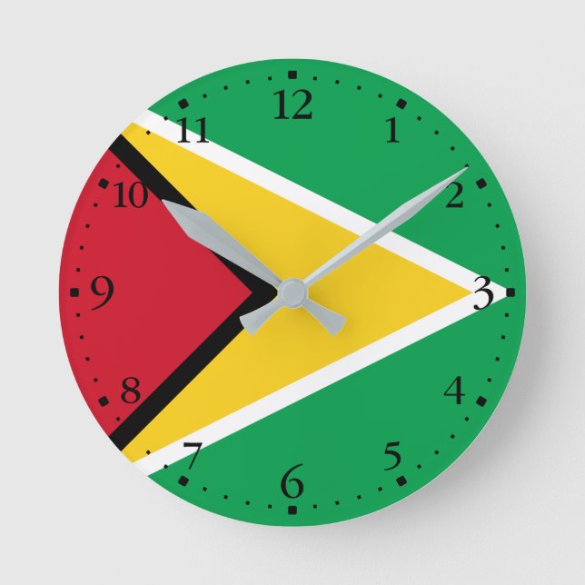 Relógio Redondo Bandeira da Guiana (Frente)