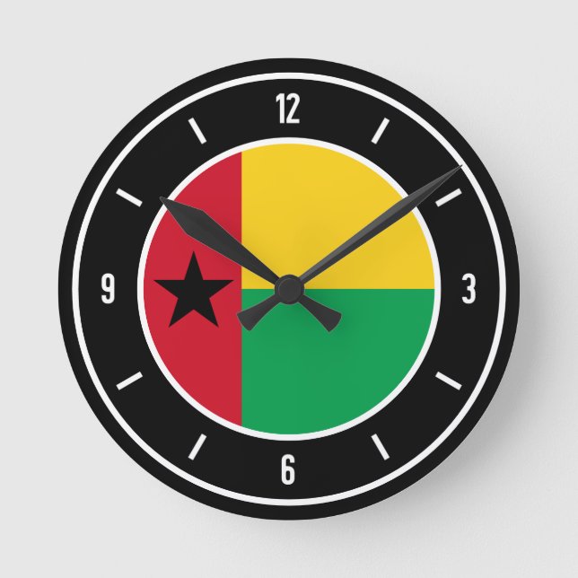 Relógio Redondo Bandeira da Guiné-Bissau (Frente)