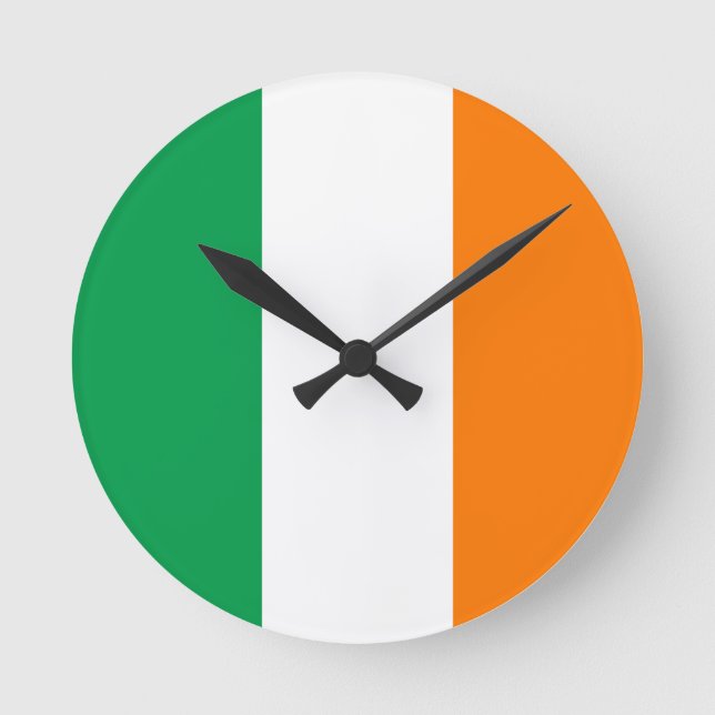 Relógio Redondo Bandeira da Irlanda (Frente)