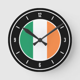 Relógio Redondo Bandeira da Irlanda Elegante