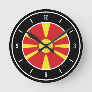 Relógio Redondo Bandeira da Macedônia do Norte