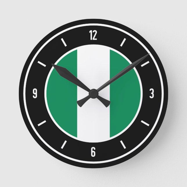 Relógio Redondo Bandeira da Nigéria (Frente)