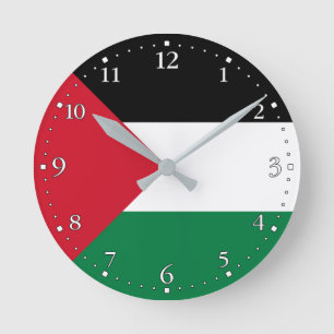 Relógio Redondo Bandeira da Palestina