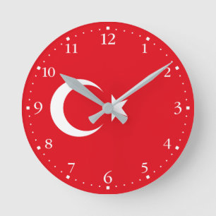 Relógio Redondo Bandeira da Turquia