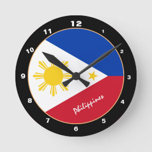 Relógio Redondo Bandeira das Filipinas, Lar moderno/design