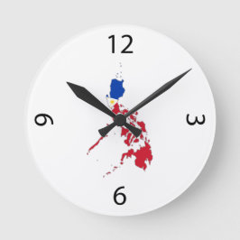 Relógio Redondo bandeira das Filipinas no mapa