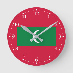 Relógio Redondo Bandeira das Maldivas