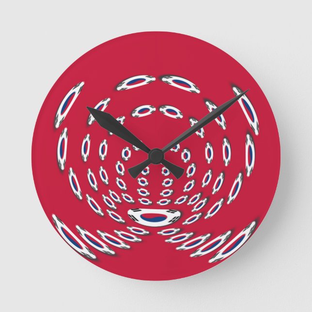 Relógio Redondo Bandeira de Bolinhas da Coreia do Sul (Frente)