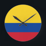 Relógio Redondo Bandeira de Colômbia<br><div class="desc">Bandeira de Colômbia - Nacional Tricolor</div>
