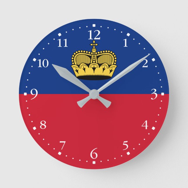 Relógio Redondo Bandeira de Liechtenstein (Frente)