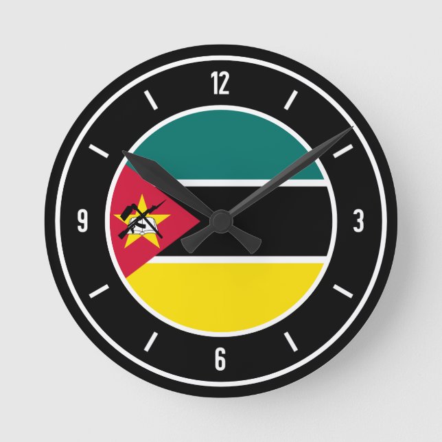 Relógio Redondo Bandeira de Moçambique (Frente)