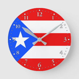 Relógio Redondo Bandeira de Porto Rico
