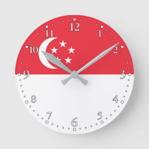 Relógio Redondo Bandeira de Singapura