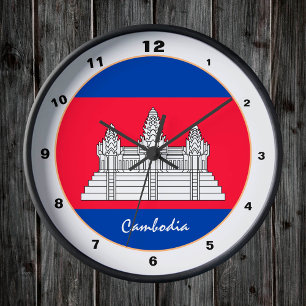 Relógio Redondo Bandeira do Camboja Moderno, Home do Camboja / des