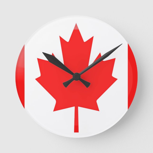 Relógio Redondo Bandeira do Canadá (Frente)