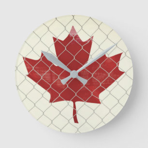 Relógio Redondo Bandeira do Canadá. Fronteira de link de cadeia.