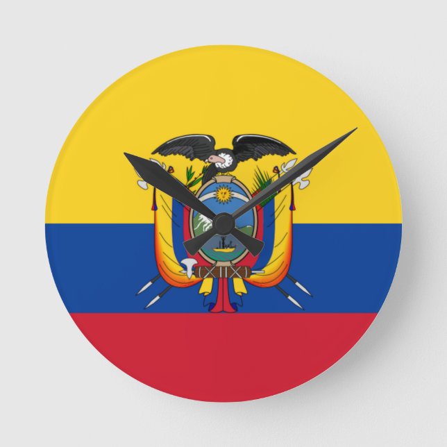 Relógio Redondo Bandeira do Equador (Frente)