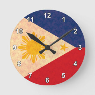 Relógio Redondo Bandeira do filipino do teste padrão do vintage