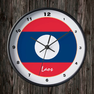 Relógio Redondo Bandeira do Laos moderno, Lar patriótico do Laos /