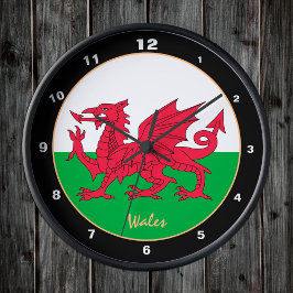 Relógio Redondo Bandeira do País de Gales Moderno, Trendy Wales Ho