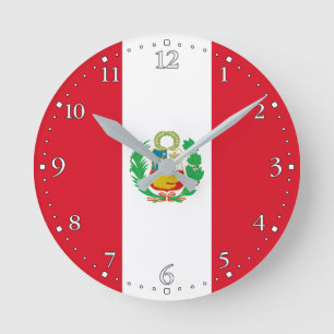 Relógio Redondo Bandeira do Peru