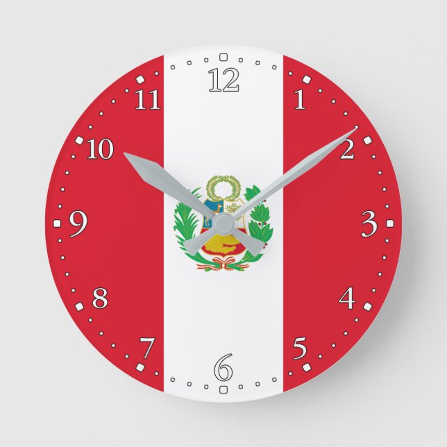 Relógio Redondo Bandeira do Peru (Frente)
