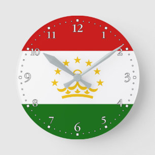 Relógio Redondo Bandeira do Tajiquistão