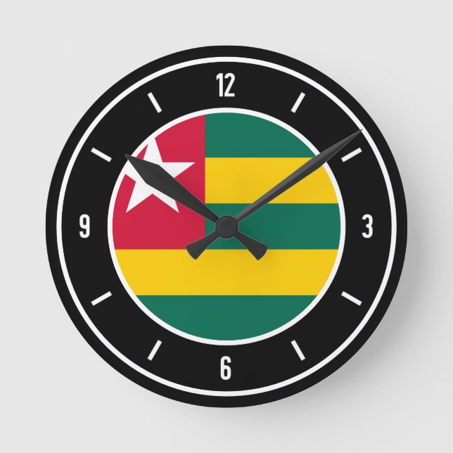 Relógio Redondo Bandeira do Togo Elegante (Frente)