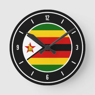 Relógio Redondo Bandeira do Zimbábue Elegante