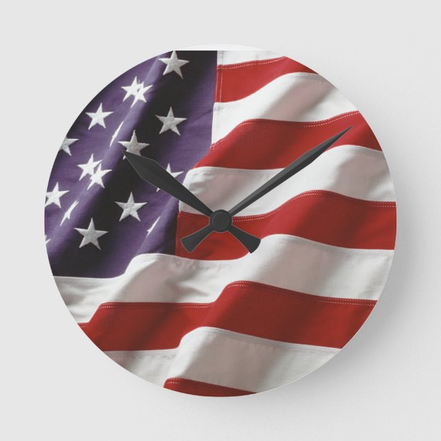 Relógio Redondo Bandeira dos Estados Unidos (Frente)