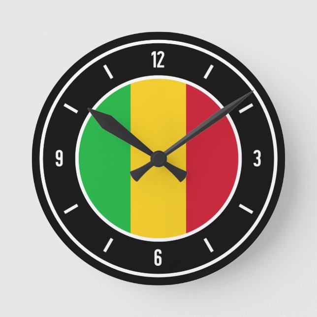 Relógio Redondo Bandeira Elegante do Mali (Frente)