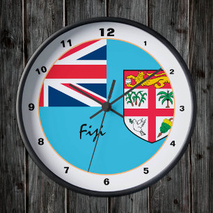 Relógio Redondo Bandeira Fijiana Moderna, Trendy Fiji Home / desig