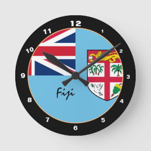 Relógio Redondo Bandeira Fijiana Patriótica, Lar de Trendência Fij
