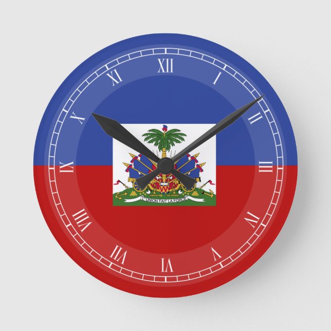 Relógio Redondo Bandeira haitiana clássica (Frente)