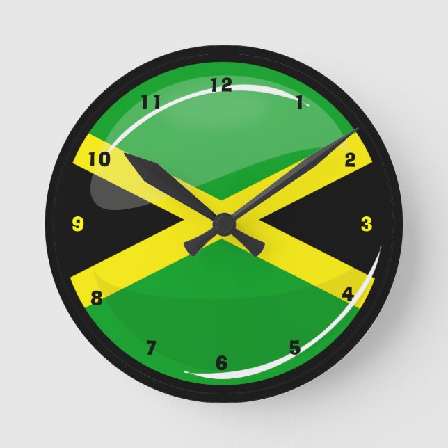 Relógio Redondo Bandeira jamaicana redonda Wallclock (Frente)