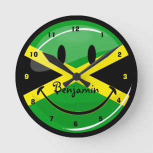Relógio Redondo Bandeira jamaicana sorridente
