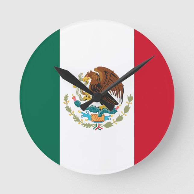Relógio Redondo Bandeira mexicana (Frente)