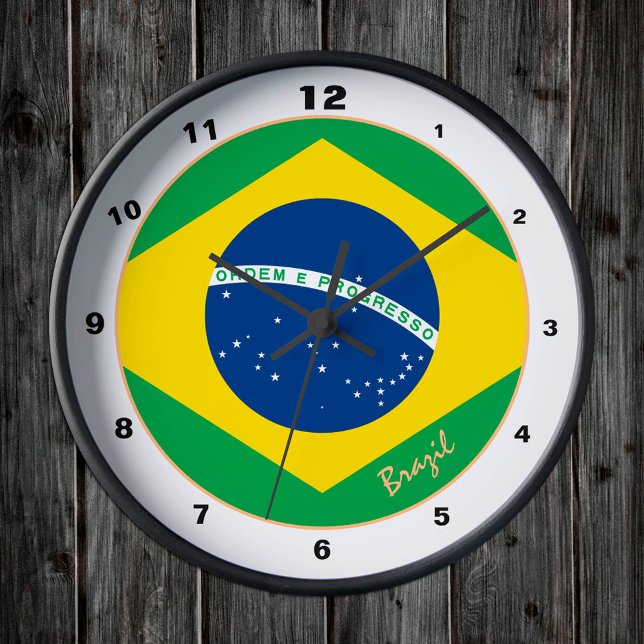 Relógio Redondo Bandeira Moderna do Brasil, Trendência Brasil Casa (Criador carregado)