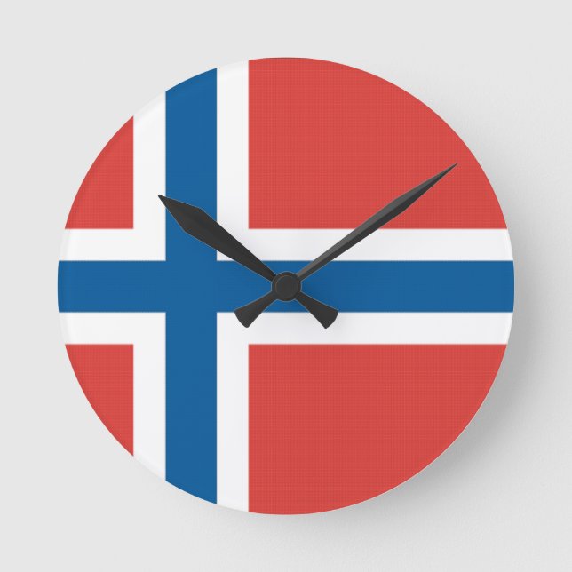 Relógio Redondo Bandeira norueguesa (Frente)