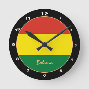 Relógio Redondo Bandeira Patriótica Bolívia Lar / design