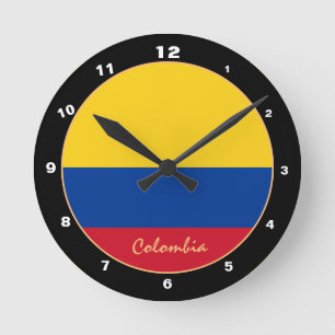 Relógio Redondo Bandeira Patriótica Colombiana Casa/design