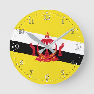 Relógio Redondo Bandeira Patriótica de Brunei