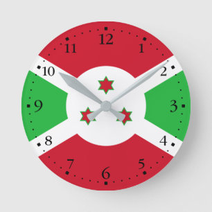 Relógio Redondo Bandeira Patriótica do Burundi
