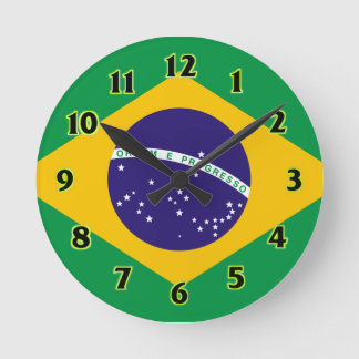 Relógio Redondo Bandeira WallClocks de Brasil