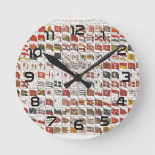 Relógio Redondo Bandeiras Navais Antigas do Mundo Cartaz