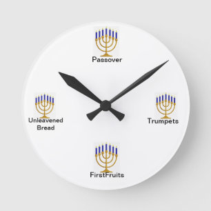 Relógio Redondo Banquete Menorah Days Wall Clock