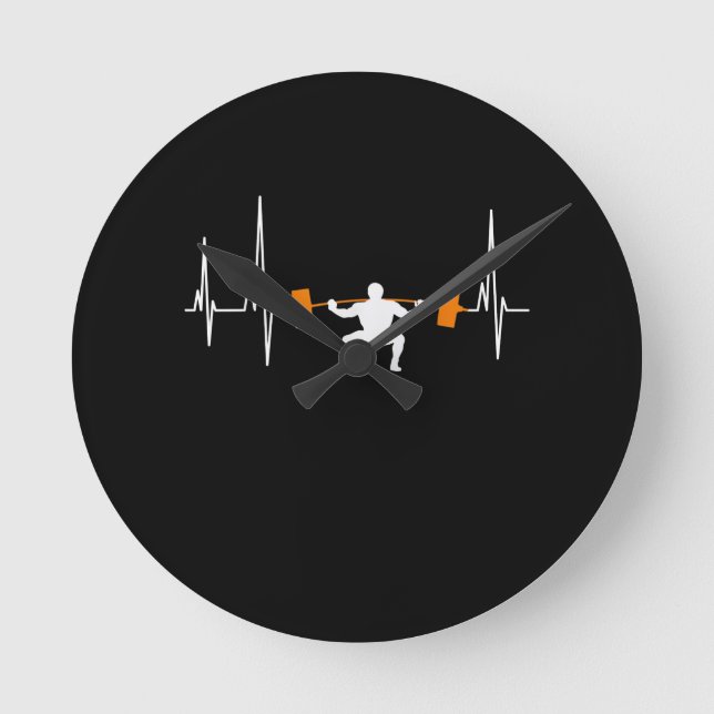 Relógio Redondo Barbell Weighthing Heartbeat Bodybuilding (Frente)